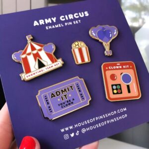 LMP (7) : พินละครสัตว์ Army Circus – เซ็ตพินคาร์นิวัล เต็นท์ โปปคอร์น และตั๋ว